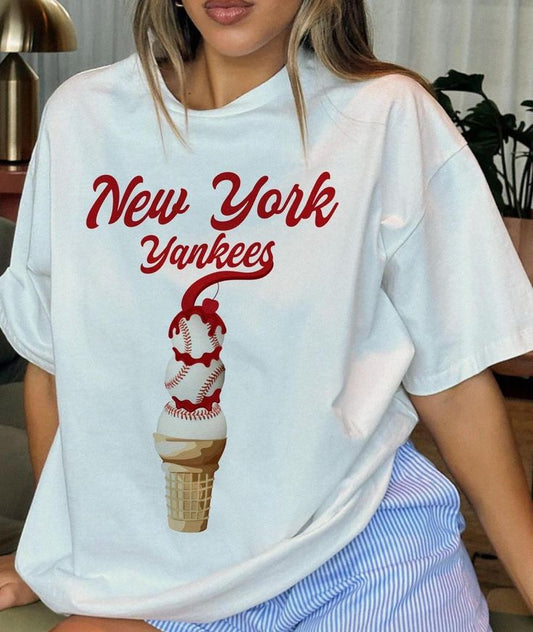 New York Baseball Graphic T-Shirt for Women – Aesthetic Sports Cotton Tee