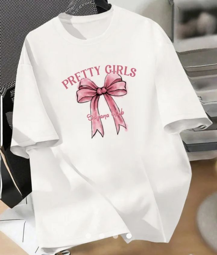 Pretty Girls Bow Graphic T-Shirt for Women – Soft Cotton Casual Tee