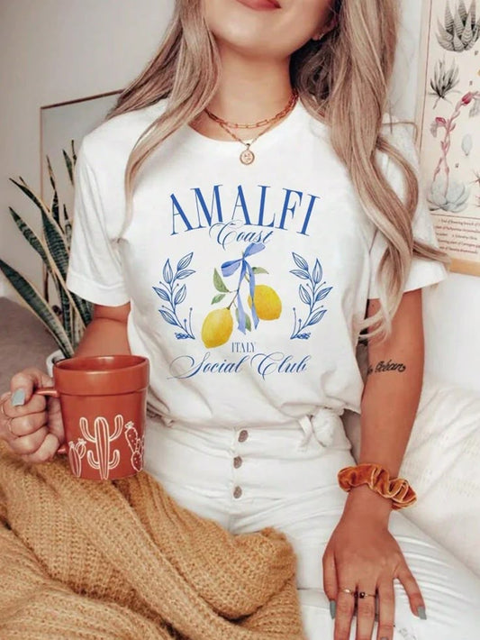 Amalfi Coast Italy Graphic T-Shirt for Women – Luxury Summer Aesthetic Tee
