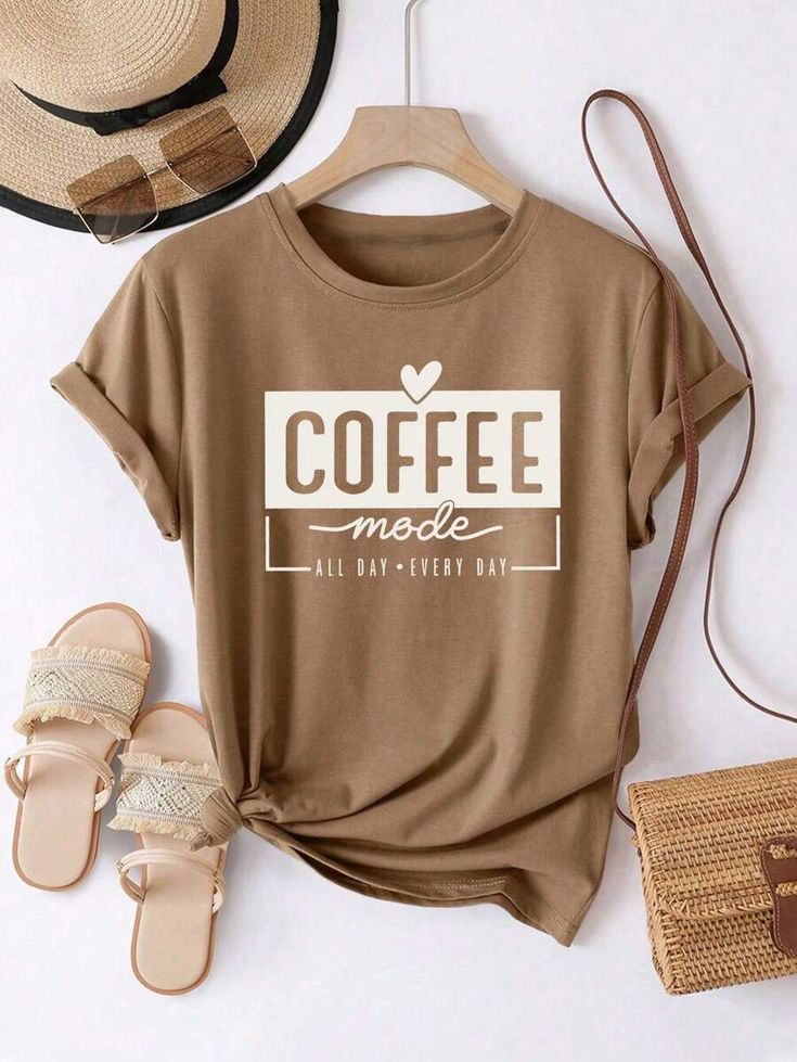 Coffee Mode Graphic T-Shirt for Women – Minimal Aesthetic Everyday Tee