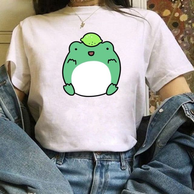 Cute Frog Graphic T-Shirt for Women – Kawaii Aesthetic Tee