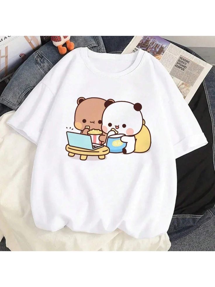Cute Bear & Panda Chill Graphic T-Shirt for Women – Kawaii Aesthetic Tee