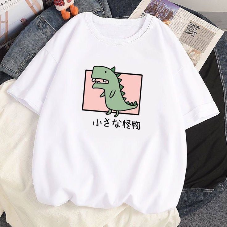 Cute Dinosaur Japanese Graphic T-Shirt for Women – Kawaii Anime Aesthetic Tee